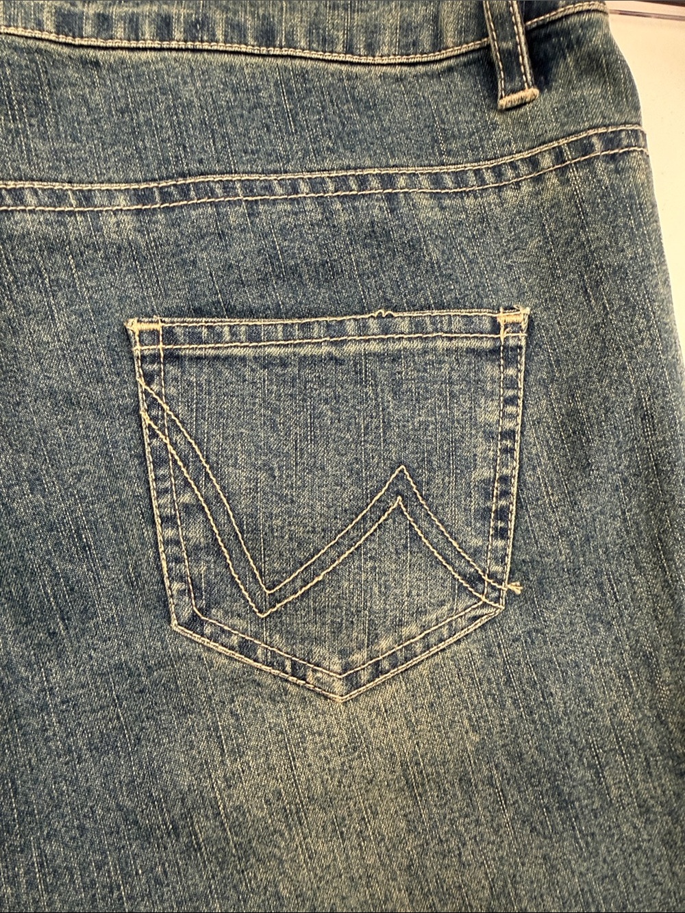 Dark Blue Flare Jeans with Embroidered Side Detail - Picture 4 of 6